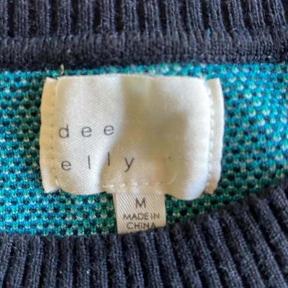 Dee Elly Crew Neck Drop Shoulder Balloon Sleeve Sweater Black Green Blue Size M - Picture 6 of 11